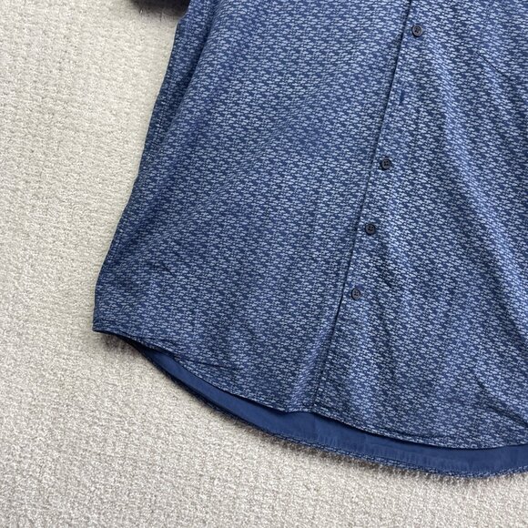 Anthony of London Blue Fish AOP Short Sleeves Dress Button Up Shirt Men Size L - Picture 8 of 14